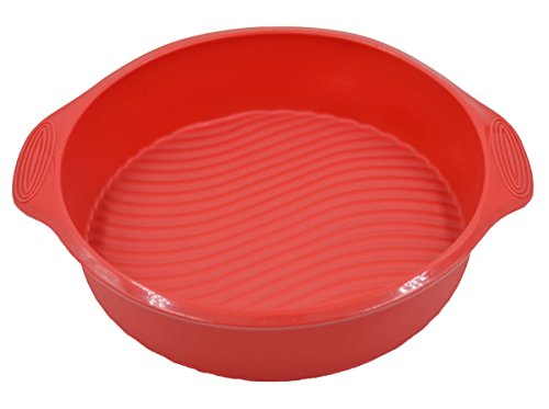 ULee 9.6 Inch Silicone Round Cake Pan, Non-Stick & BPA Free Cake Mold, Red - Thumbnail 5