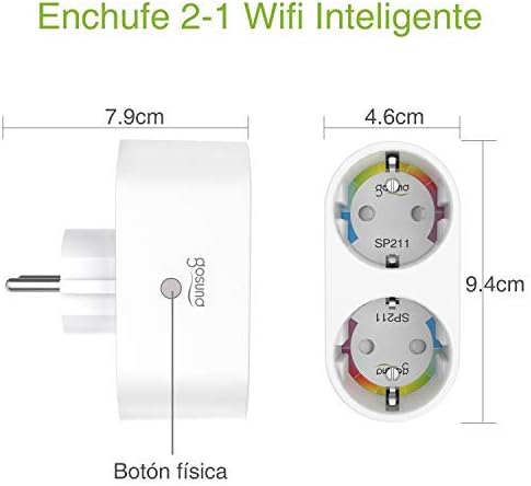 Mini Enchufe Inteligente Wifi con 2 Toma Controlar Individual Compatible con Alexa y Google Home Monitor de Energa Control RemotoTemporizacinGosund Seguro Diseo 2 1 Smart Plug Ahorrar Espacio