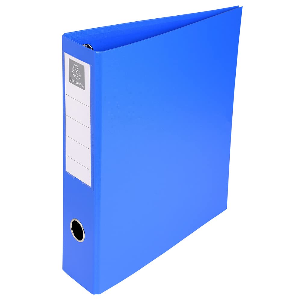 Exacompta - ref. 51742E - 1 rigid PVC binder - 4 D-rings of 50 mm on the 3rd cover - Spine 70 mm - External dimensions: 32 x 29 cm - Format to file A4 Maxi - Colour: blue
