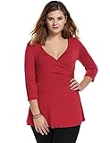 Meaneor Womens V Neck Comfy Loose Fit 3/4 sleeve Tunic Top Peplum Top (L-4XL)