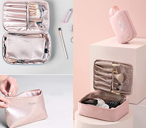 2 Pieces Makeup Bag Travel Toiletry Bag Organizer,Waterproof Multifunction Make-up Bags Portable Large Cosmetic Brush Pouch With Handle Zipper Storage Case for Women with Inner Pouch,Pink 6 2 Pieces Makeup Bag Travel Toiletry Bag Organizer,Waterproof Multifunction Make-up Bags Portable Large Cosmetic Brush Pouch With Handle Zipper Storage Case for Women with Inner Pouch,Pink