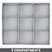 mDesign Soft Fabric Dresser Drawer and Closet Storage Organizer Bin for Lingerie, Bras, Socks, Nylons, Ties, Belts, Tank Tops, Small Accessories - Divided 9 Section Tray, Textured Print, 2 Pack - Gray