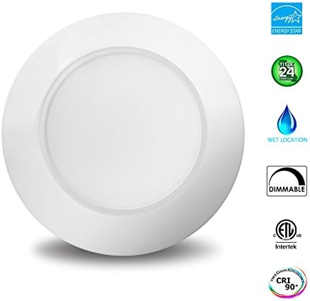 JULLISON 2G 4” LED Low Profile Recessed and Surface Mount Disk Light ,DC Version, 120VAC, 10W, 680LM, CRI90, 3000K, Dimmable for 4”Recessed Can and 3”, 4” Junction Box, ETL/ ES/ T24, Wet Location