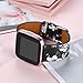 Maledan Leather Bands Compatible with Fitbit Versa/Versa Lite/Versa Special Edition for Women Men, Small, White Floral
