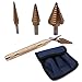 CoZroom 5 Pcs Step Drill Tools - 3Pcs Titanium Step Drill Bit Set, Center Punch and High-Speed Steel Drill- High Precision, Durability with Storage Pouch, Gold