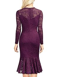 Vestido de dama de honor de manga larga con encaje floral retro de Miusol para mujer