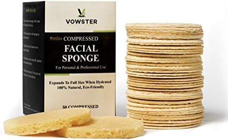 Vowster Compressed Natural Cellulose Sponges - 50 Count Facial Sponges Compressed - Eco Friendly - Maintain Great Control Over Your Skin Softly - Ideal for Salon|Spa|Personal|Professional|Aesthetics