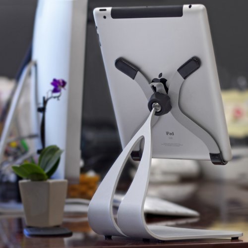 Thought Out Stabile PRO Adjustable iPad Stand Pro Air 2 12.9 10.5 9.7 Surface Galaxy Tablet Holder Pivoting Silver