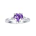 CloseoutWarehouse Simulated Amethyst Cubic Zirconia Heart Promise Ring Sterling Silver Size 3