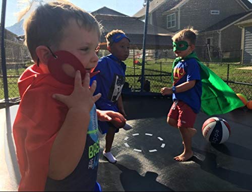 ADJOY Superhero Capes and Masks for Kids with Decorative Stickers - Superhero Birthday Party Dress Up Costume - Red Green Blue - 3 Sets