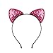 XIMA 6pcs Glitter Cat Ears Headband for Girls Reversible Sequin Girls Headbands Kids Hair Hoop Headwear (Sequin-6pcs)