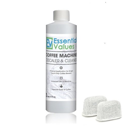 Click Here to See More Images Descaler & BONUS 2 PACK Replacement Keurig Filters (Brewer Care Kit), Universal Descaling Solution, Decalcifier & Coffee Maker Cleaner by Essential Values