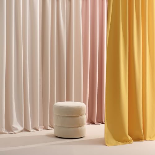 Room99 Aura Curtain 140 x 260 cm with Silver Eyelets, Light Beige, Matte Fabric, Easy Assembly and Maintenance