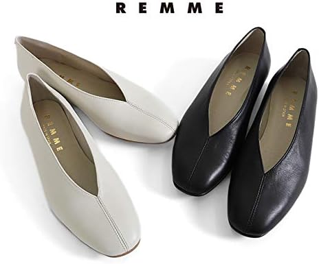 Amazon レメ Vカット レザー フラットパンプス B 6410so レディース 39 24 5cm Black Remme レメ パンプス