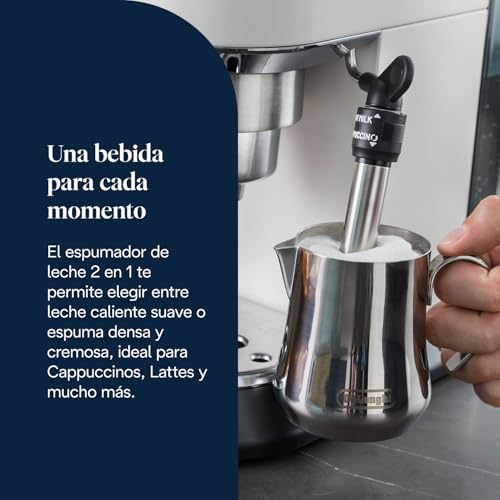De'longhi dedica - cafeteira com bomba de aço inoxidável para café moído ou cafeteira de dose única, cafeteira expresso e cappuccino, tanque de 1,3 litros, sistema anti-gotejamento, ec685.w, branco