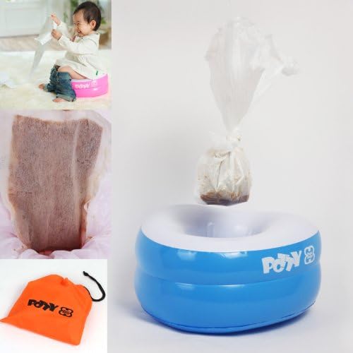 Portable Travel Potty inflatable Potty+Disposable Liners10+Absorbent pads10 (BLUE)