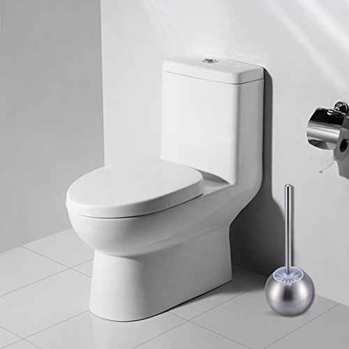 Stainless Steel Spherical Toilet Brush with Bowl Holder Base, Matte Finished, for Bathroom & Washroom Storage