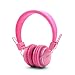 GranVela Q8 Lightweight Foldable Wireless Bluetooth On-Ear Headphones with Microphone, Micro SD Card Player, FM Radio and 3.5mm Detachable Cable Stereo Headset - Pink