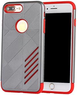 iPhone7 Plus Armor Case, Yishun Fashion Cool Hybrid Dual Layer Silicone Plastic Protective Shell Slim Armour Protection Cover Skin Case for Apple iPhone 7 Plus 5.5'' (Grey-Red)
