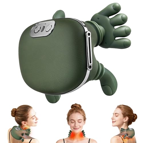 Omumax Neck Massager with Heat, Cordless Human-Like Massage, Green
