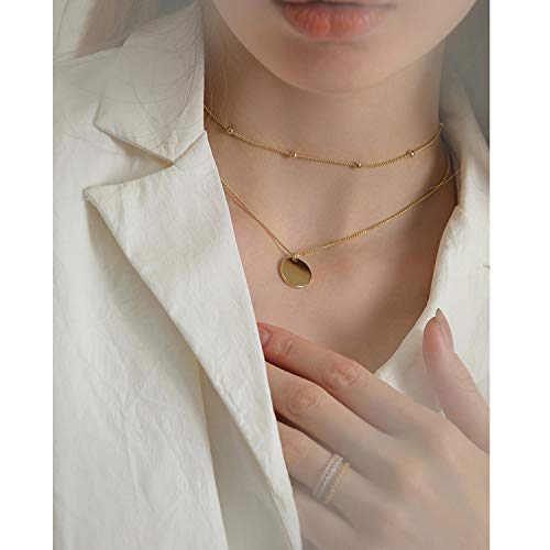 image for LEGITTA Disc Coin Charm Pendant Collar Necklace Layering Titanium Chai