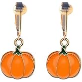 Aloha Earrings Non Pierced Clip On Gold Tone Pumpkin Dangling Earrings