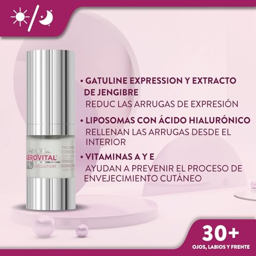 Gerovital H3 Evolution Anti-Wrinkle Serum Contour Eyes, Lips, Forehead with Hyaluronic Acid, Attenuates Deep Wrinkles, Expression, Improves Elasticity and Firmness of Skin, 15 ml