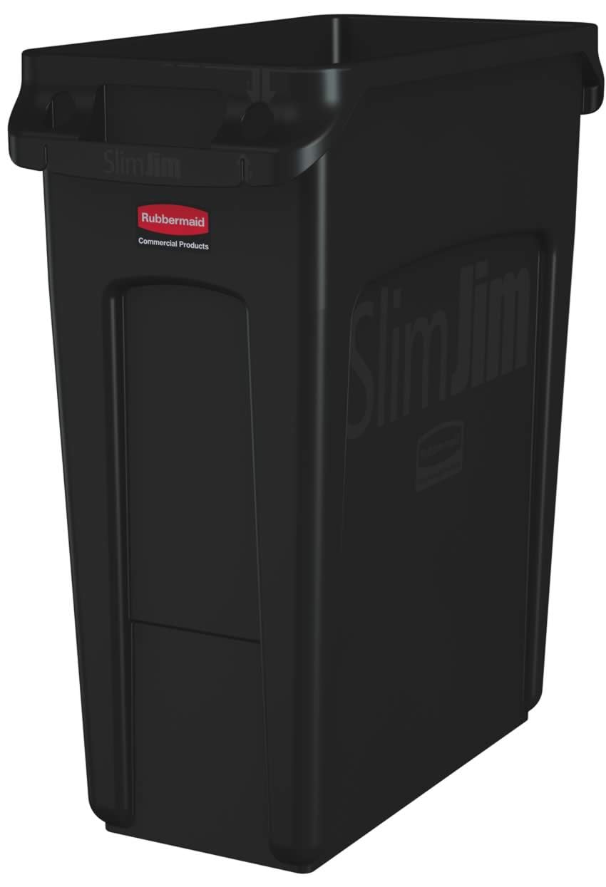 Rubbermaid Slim Jim Rubbish Bin, 60L, Black