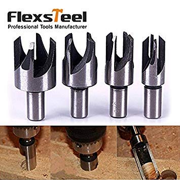Generic 4pcs Finger Jaw Type Taper Roundwood Wood Plug Cutter Tenon Drill Bits Set 6mm 10mm 13mm 16mm for Carpentry Woodworking