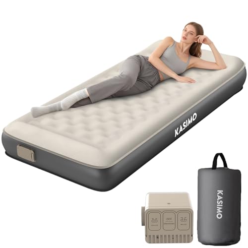 KASIMO TPU Air Mattress Self-Inflating, Air Bed for 1 Person, Guest Bed with Integrated Electric Pump, Inflatable Mattress with Cushion, Air Mattress 190 x 90 x 22 cm for Guests at Home and Camping