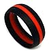 SAR - SAFE ACTIVE RINGS - 8MM Men or Ladies Flexible Black with RED Stripe Fire Man Silicon Rubber Wedding Band Ring