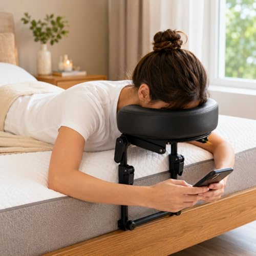 KONOVOLY Massage Headrest for Bed, Massage Home Mattress Top Massage Bed Head Extension Kit, Adjustable Headrest Face Cushion Massage Table at Home, Face Down Pillow After Eye Surgery (Black)