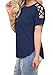 BLUETIME Women's Cold Shoulder Criss Cross Tops Short Sleeve Summer Tees T-Shirt Blouses