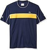 Lacoste Men's Short Sleeve Jersey Tech With Novak Graphic T-Shirt, TH3333, Navy Blue/Buttercup/White, L