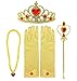 Yosbabe Princess Sofia Rapunzel Dress up Accessories 5 Gifts Set for Girls Gloves Tiara Crown Necklace Wand Earrings (gold)