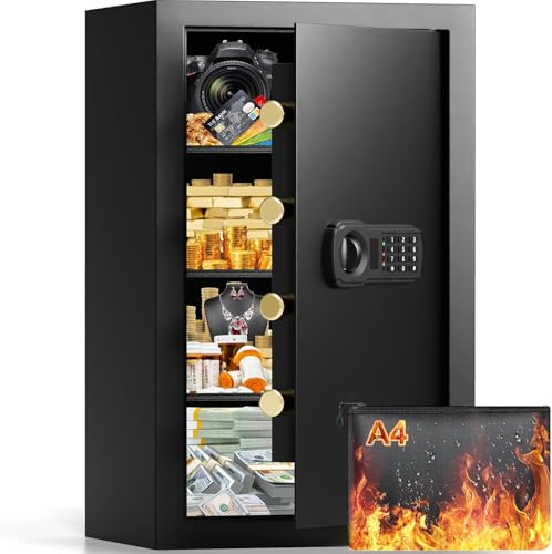 90L Extra Großer Tresor Safe Feuerfester mit Feuersichere Dokumententasche