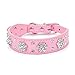 Didog - Cute PU Leather Dog Collar - Rhinestone Flower Pattern Studded - 1 Inch Width Fit Small and Medium Dogs,Pink 12-15