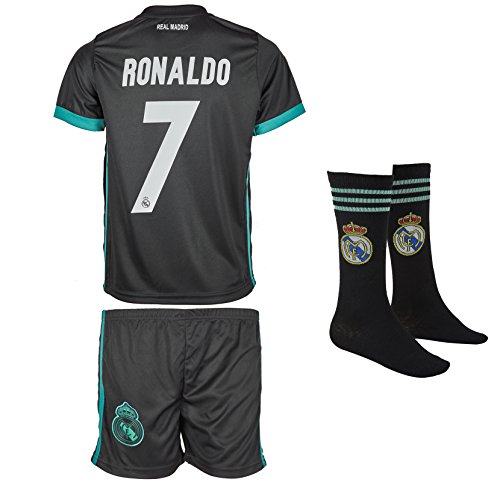 Real Madrid Ronaldo #7 Kids Jersey Set With Socks || Season 2017 2018 || Away Edition (X-Large(10-11 Ages))