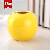 UQueen Colorful Stereoscopic Spherical Round Decorative Centerpiece Ceramic Vases Set for weddings, Artware Decoration Planter Flower Vase Home Décor for living room(Yellow)