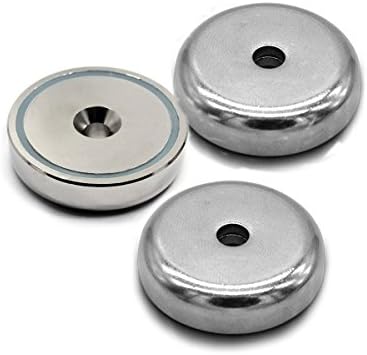 NSpole Super Strong Neodymium Magnetic Round Base Cup Magnets Rare Earth Fastener (65 Pound 3 Pack)