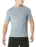 Tesla TM-MTS04-LGY_Large Men's HyperDri Short Sleeve T-Shirt Athletic Cool Running Top MTS04