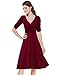 Ever Pretty 3/4 Sleeve Ruched Waist Classy V-Neck Casual Cocktail Dress 03632