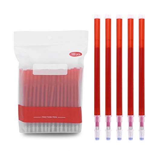 100Pcs Heat Erasable Pens Refills Fabric Marking Pens Replaceable Pen Refills 4 Colors Auto-Vanishing Pen for Tailors Sewing Quilting Dressmaking DIY Sewing Stitch Faded Pen Temporary Print point pen