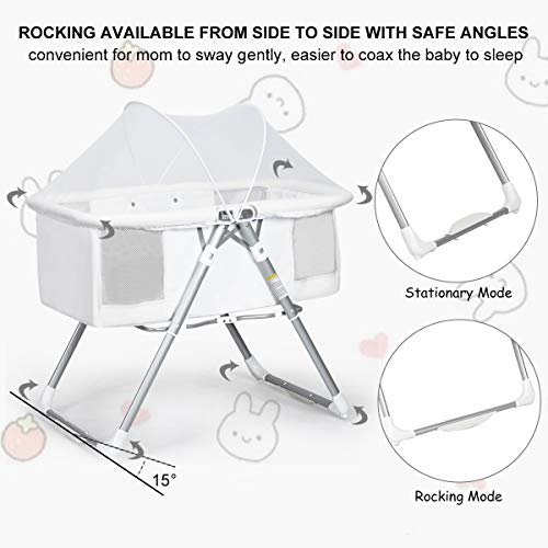 INFANS 2 in 1 Rocking for Newborn Baby, OneSecond Fold Travel