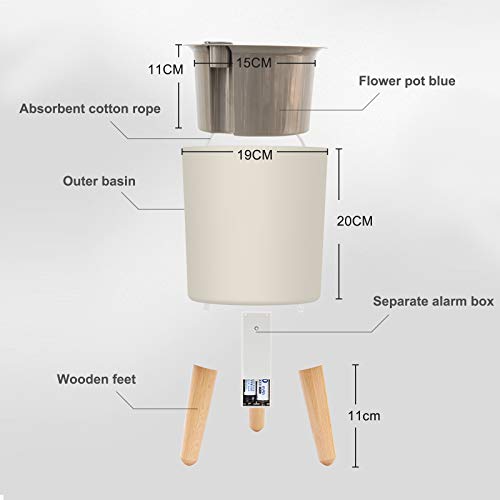 Intelligent Plant Pot with Stand, 7.5 Inch Self Watering and Drainage System, Water Shortage Alarm Flower Pot for Indoor Outdoor Decoration