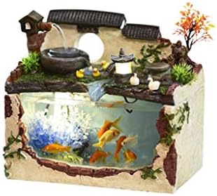 Hjd Aquarium Living Room Glass Fish Tank Mini-cylinder Aquarium Office Desktop Fish Bowl Feng Shui Lucky Breeding Tanks for Fish Aquarium