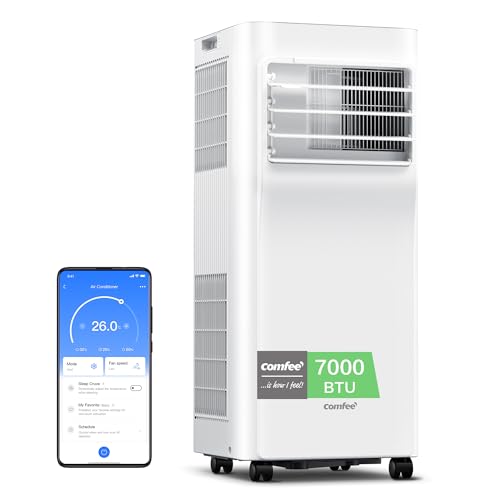 Condizionatore Portatile 7000 BTU/H, Breezy Cool Pro 2.0, Controllo WiFi, 3-in-1 Climatizzatore Portatile, Ventilatore, Raffreddamento, Deumidificazione, 24H Timer