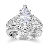 Lateefah Bridal Ring Sets for Women - 2 Carat Big Marquise Cubic Zirconia Wedding Rings Set Size 6-9