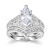 Lateefah Bridal Ring Sets for Women - 2 Carat Big Marquise Cubic Zirconia Wedding Rings Set Size 6-9