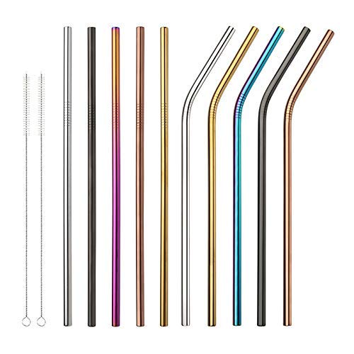 Fishyu 10pcs Edelstahl Trinkhalme mehrfarbige Wiederverwendbare Trinkhalm für Tumbler kaltes Getränk – Bild 3